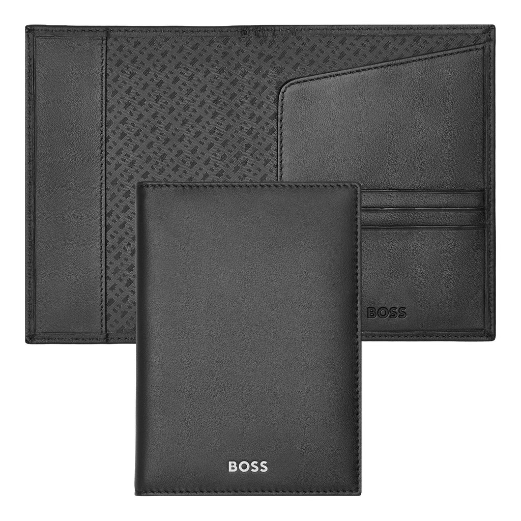 Men's passport cases HUGO BOSS Smooth Black Passport holder Classic