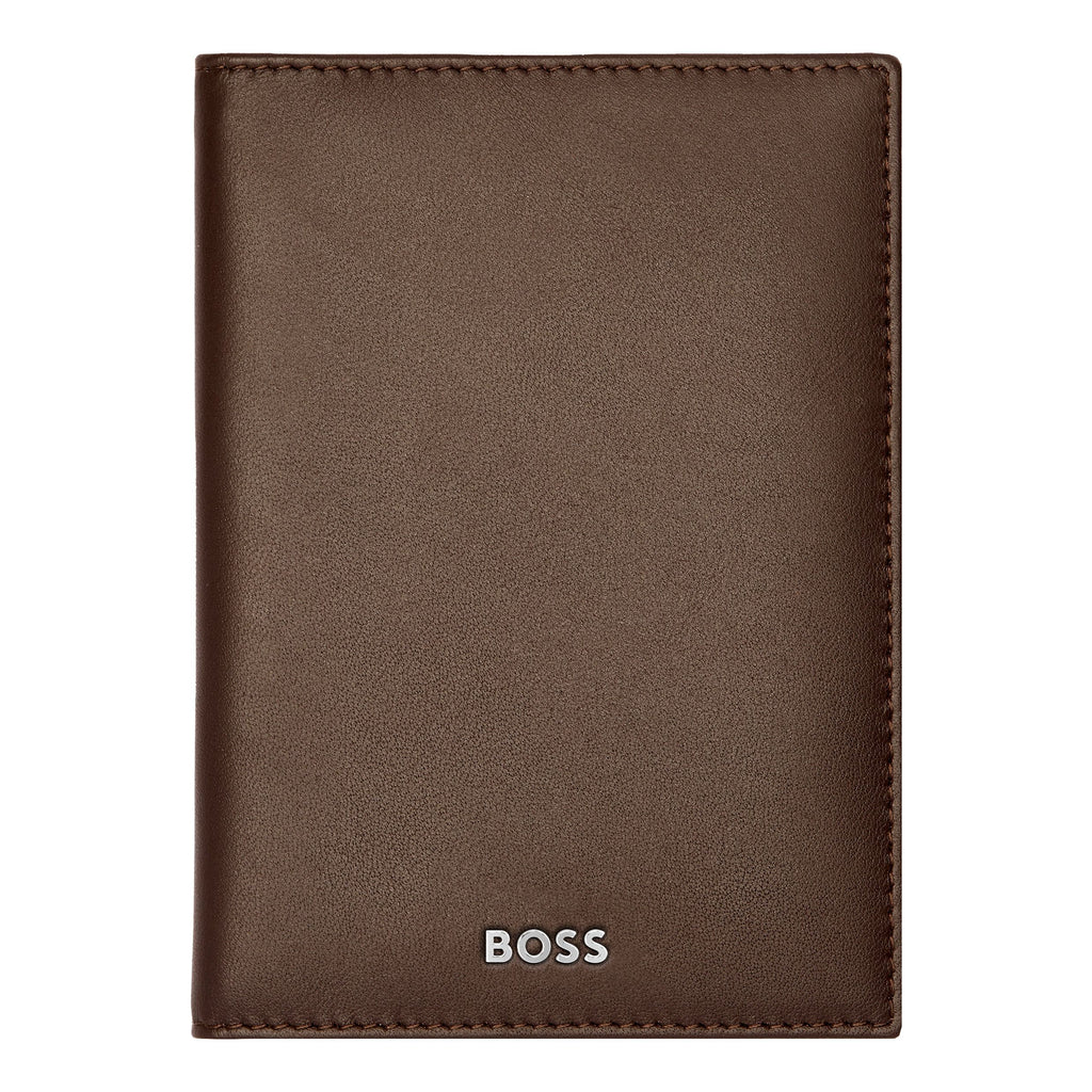 Men's wallets HUGO BOSS Smooth Brown Leather Passport holder Classic 