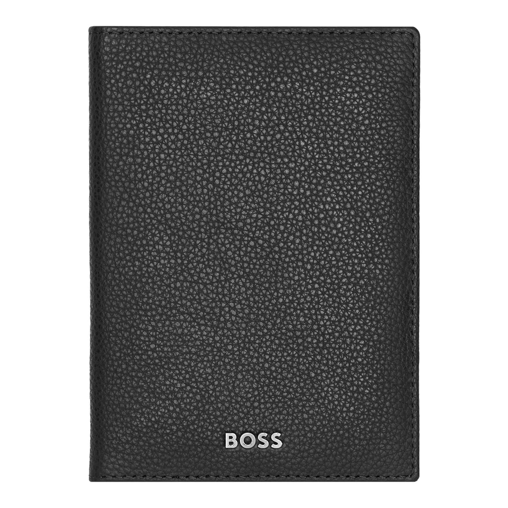 Men's designer gifts BOSS Trendy Grained Black Passport Holder Classic