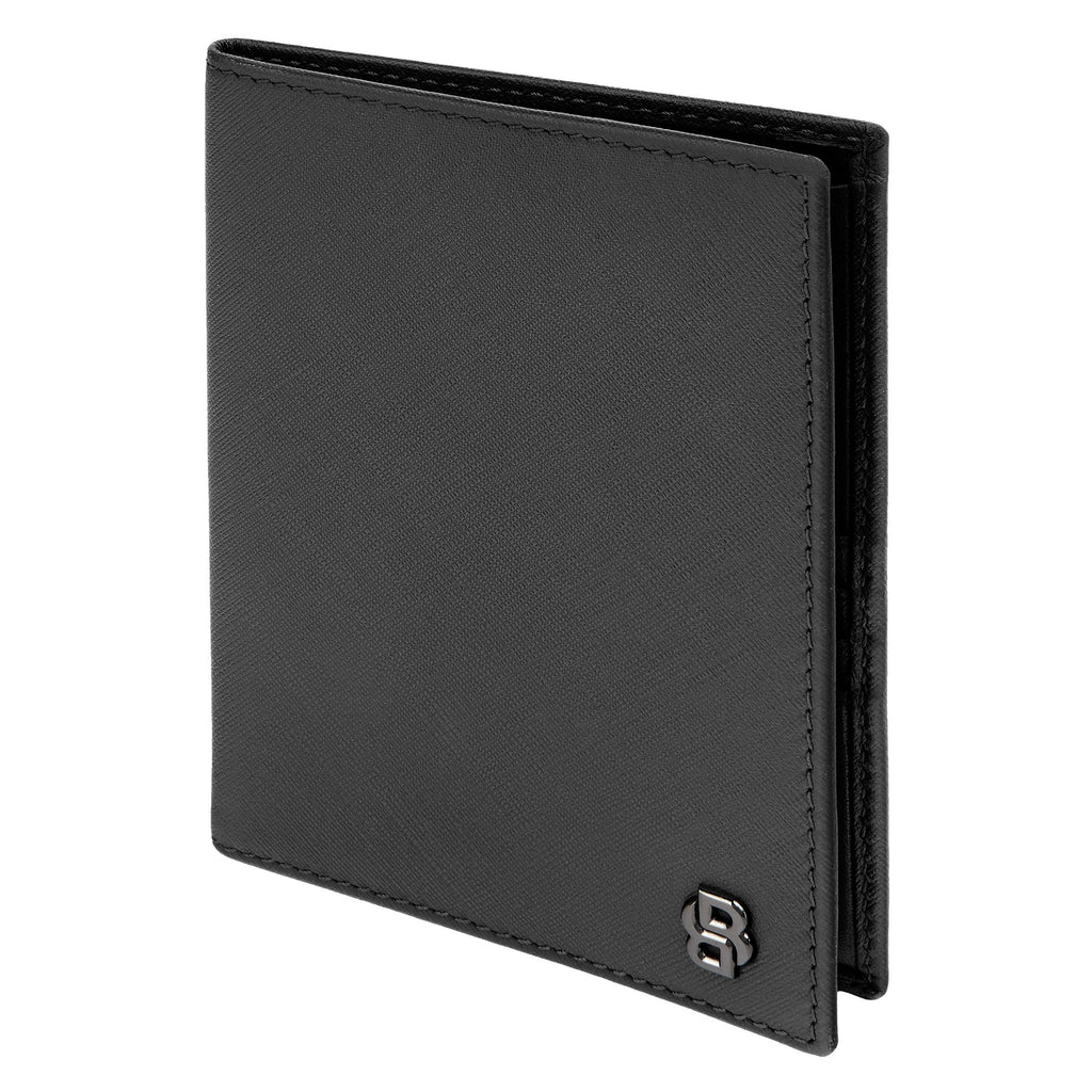 BOSS black leather passport holder in saffiano pattern with Double B logo