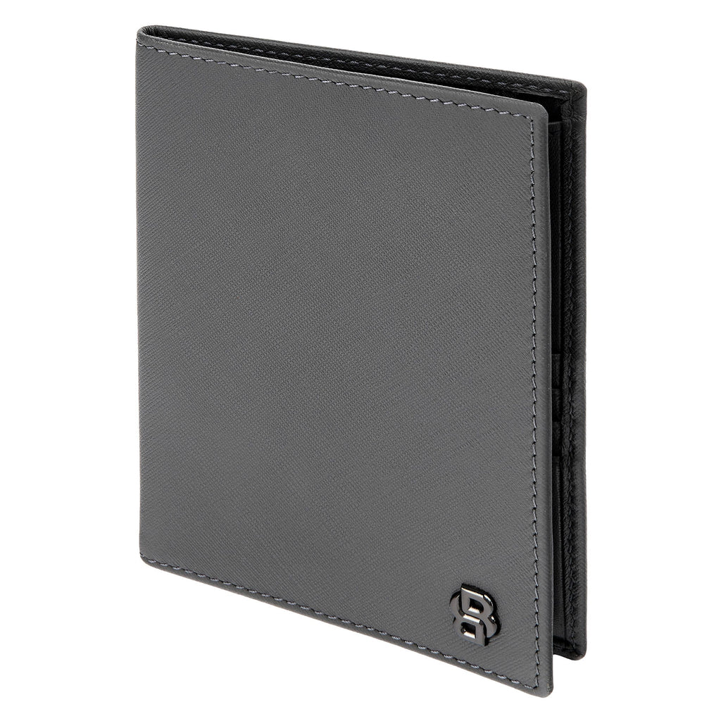 BOSS grey passport holder in saffiano texture with Double B lining