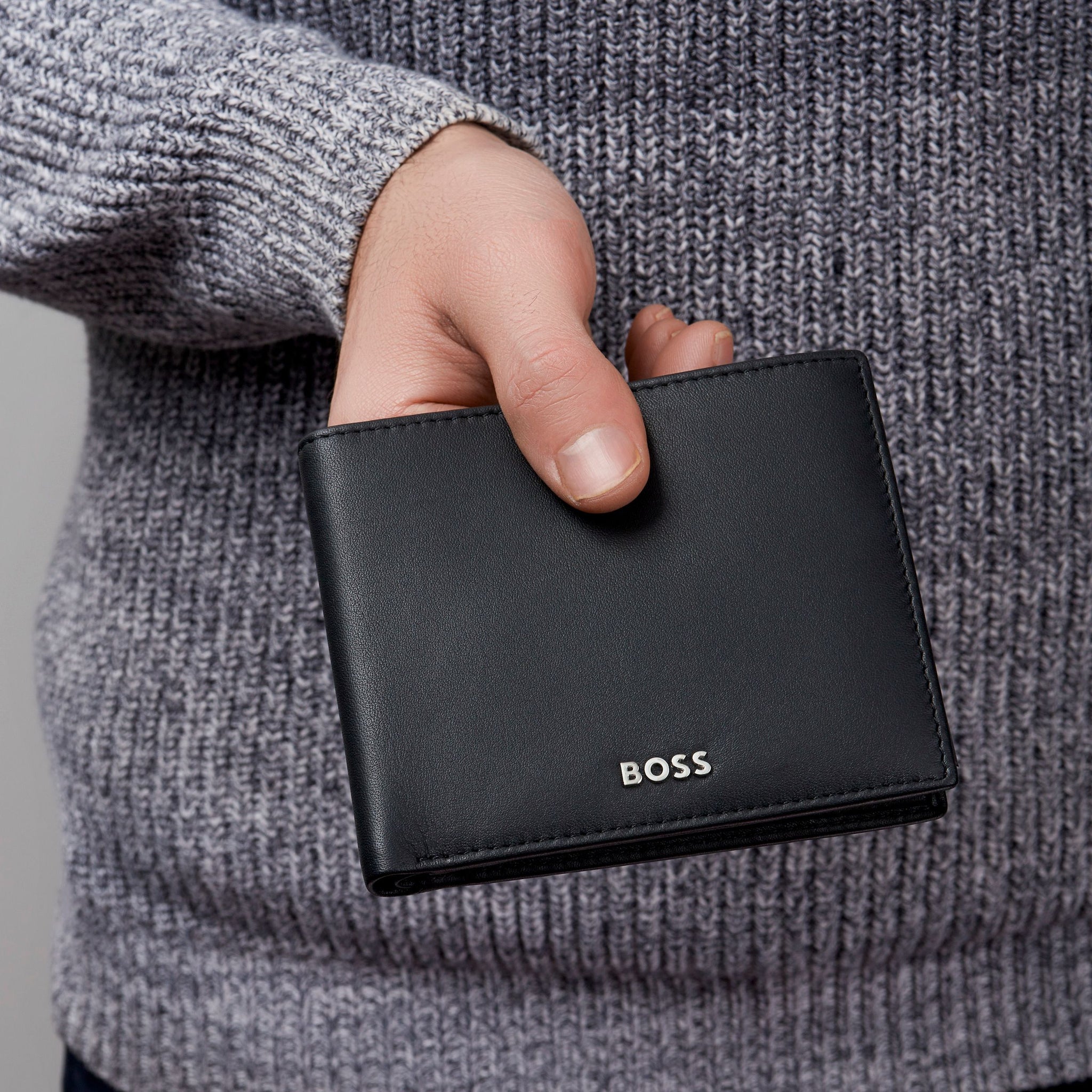 Men's executive wallets HUGO BOSS Smooth Black Leather Wallet