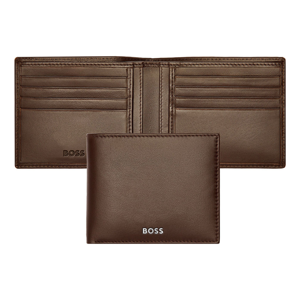 Men's elegant wallets HUGO BOSS Smooth Brown Leather Wallet Classic 