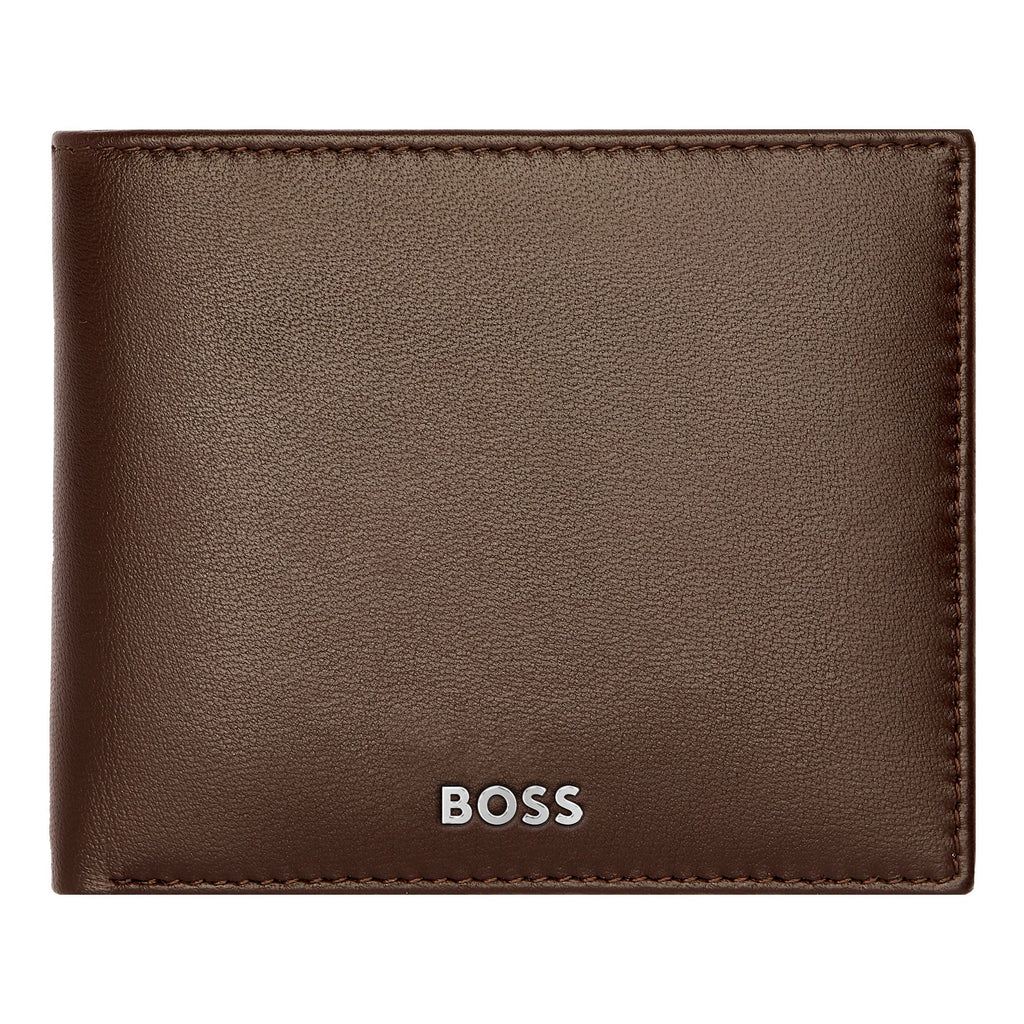  Bifold wallets for men HUGO BOSS Smooth Brown Leather Wallet Classic 