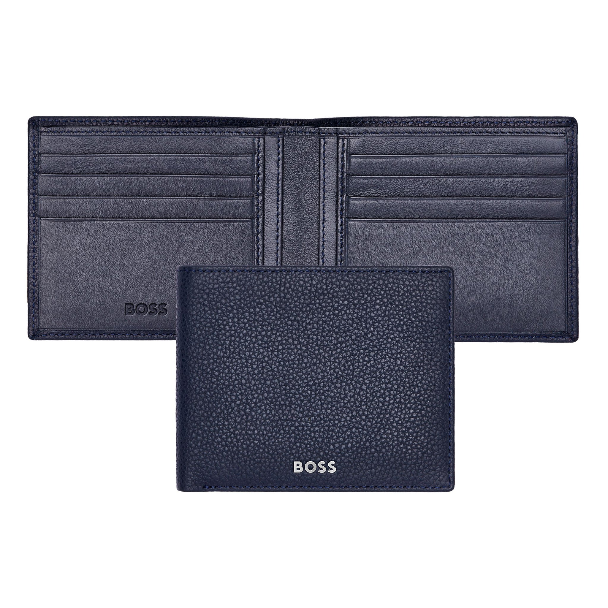 Men's small leather goods BOSS Grained Navy Leather Wallet Classic