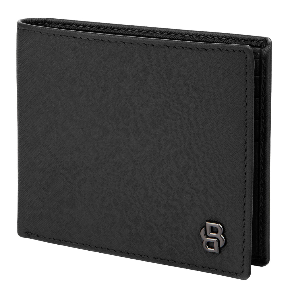 BOSS black wallet in saffiano texture with gun-plated Double B logo