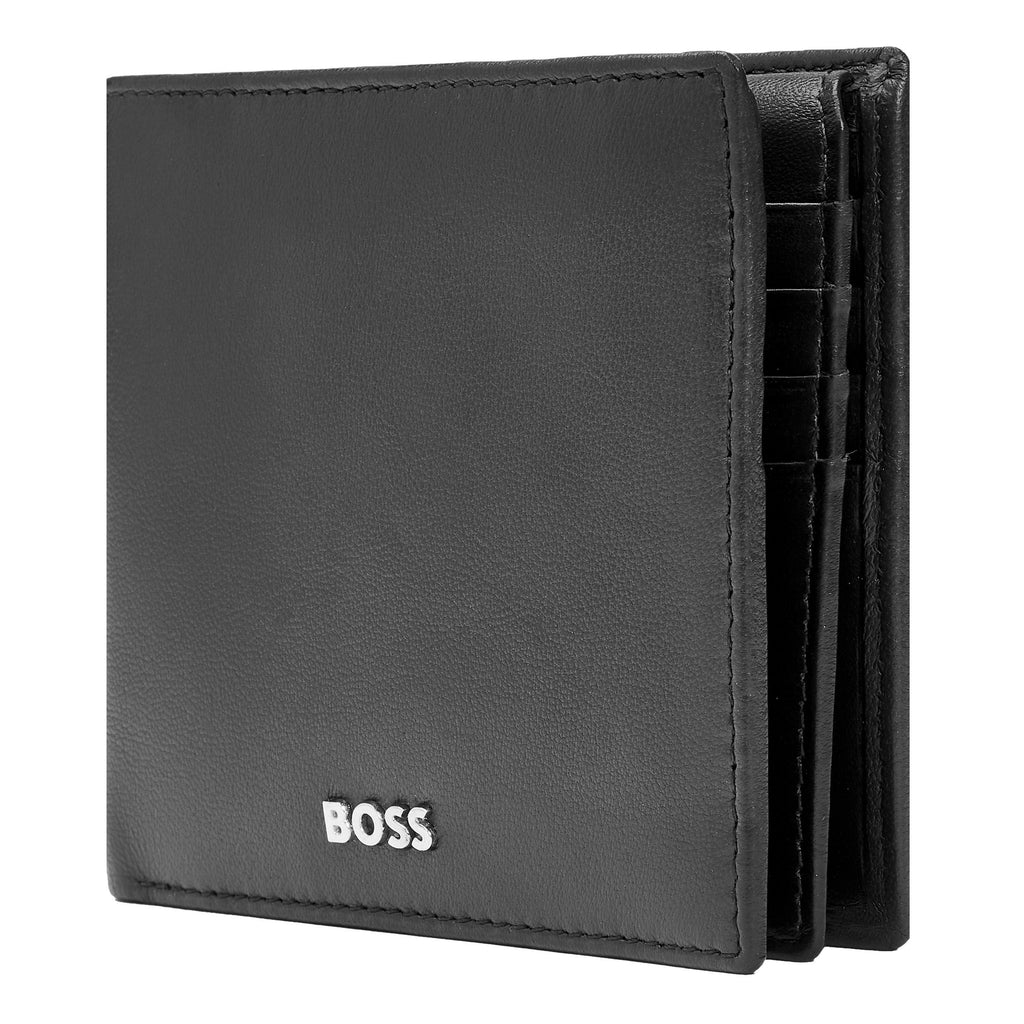 Men's flap wallet HUGO BOSS Smooth Black Wallet with flap Classic 