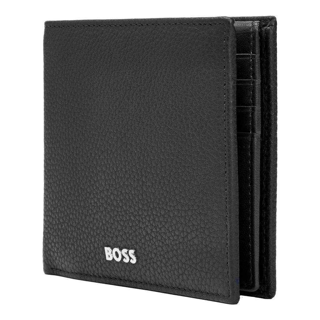 Men's leather wallets HUGO BOSS Grained Black Wallet with flap Classic 