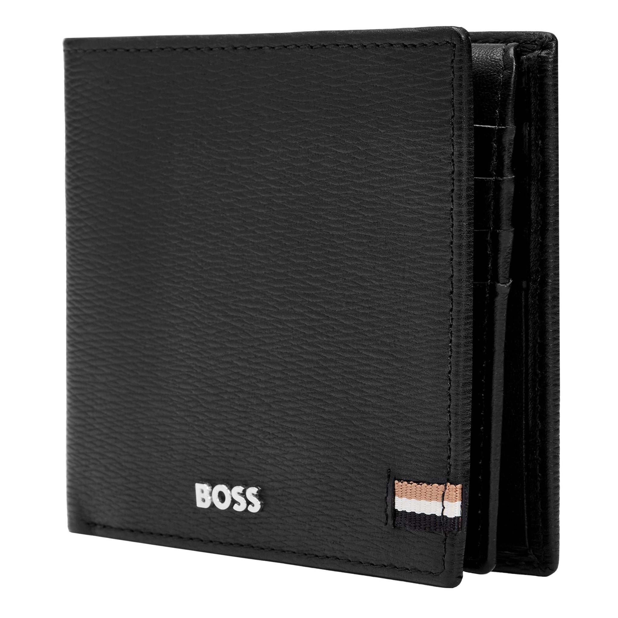 Trifold wallets for men BOSS Black Leather Wallet with flap