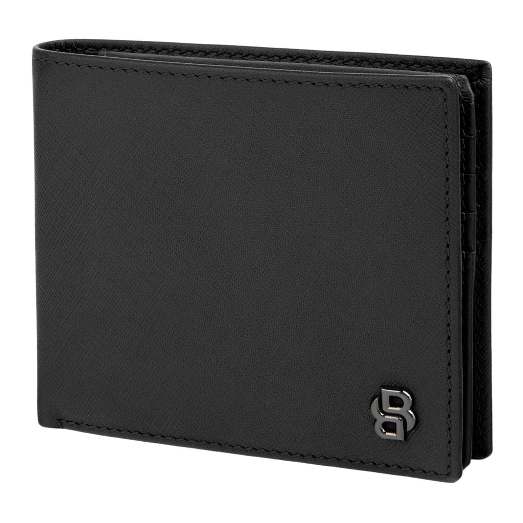 HUGO BOSS black card wallet with flap Double B in saffiano pattern