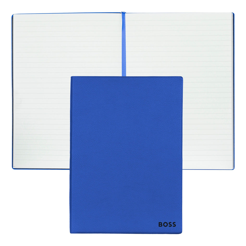 BOSS Blue Textured A5 Notebook Essential Storyline Blue Lined 