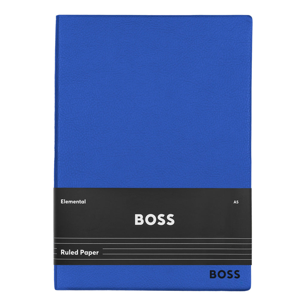 BOSS Blue Textured A5 Notebook Essential Storyline Blue Lined 