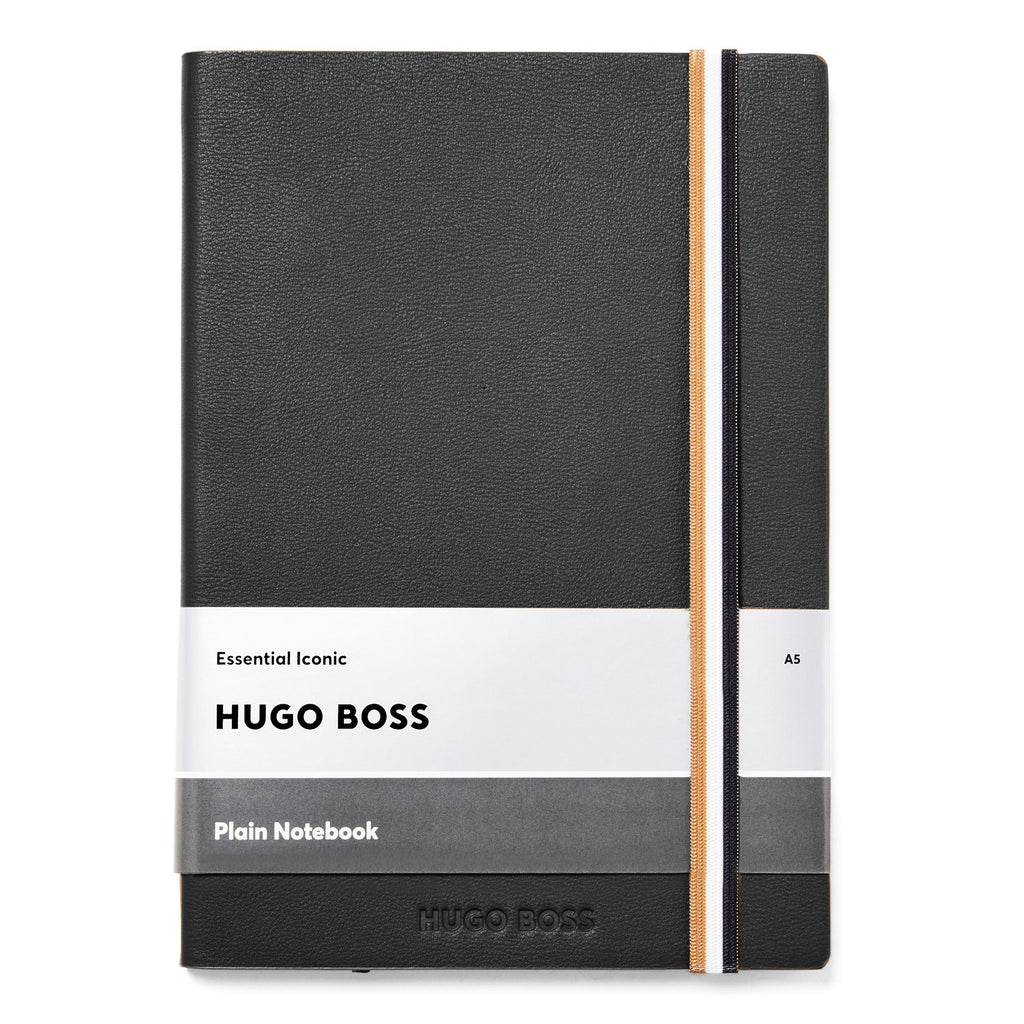 Mens luxury notebook Hugo Boss A5 fashion notebook Iconic black plain 
