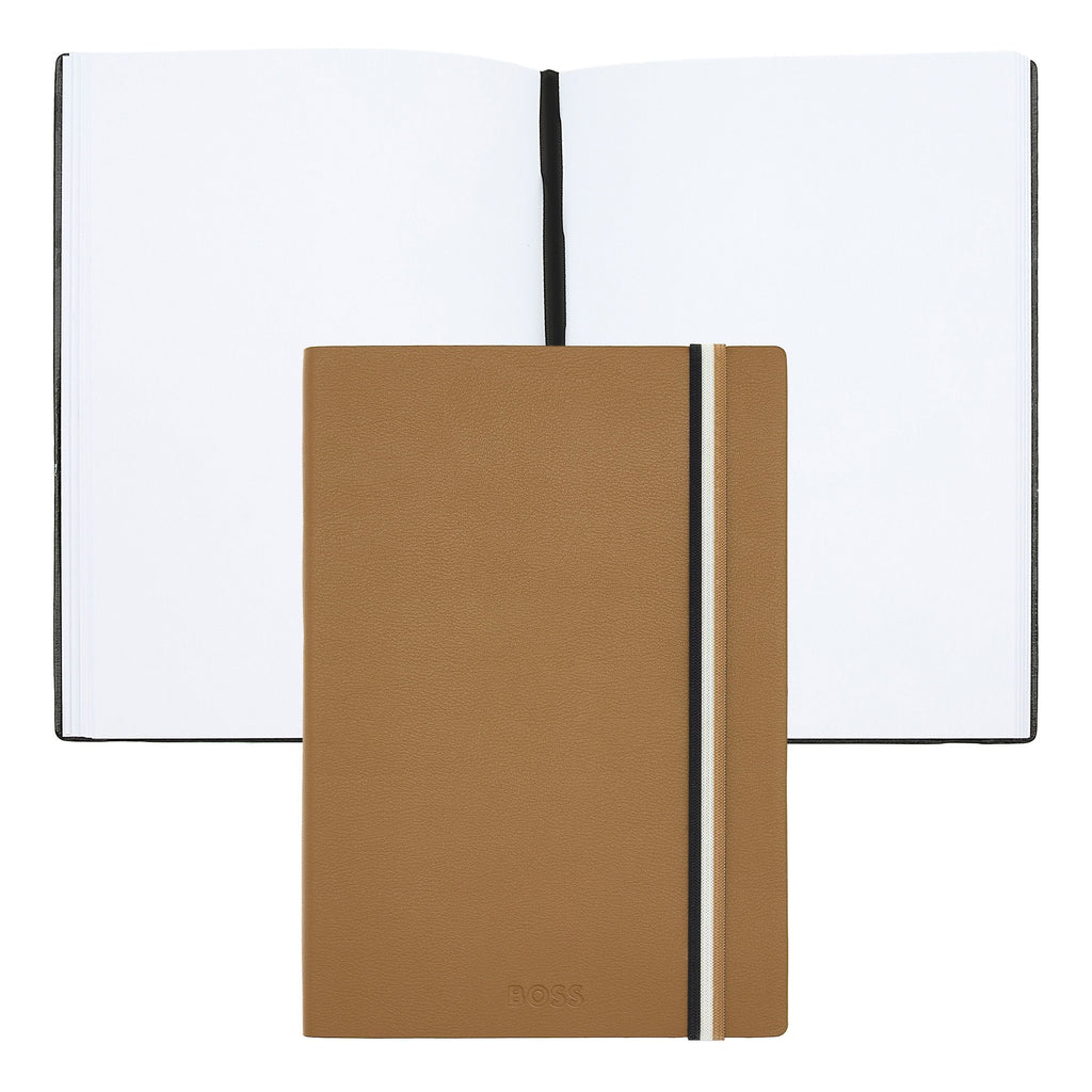 BOSS A5 notebook ICONIC camel plain with signature tricolor strap