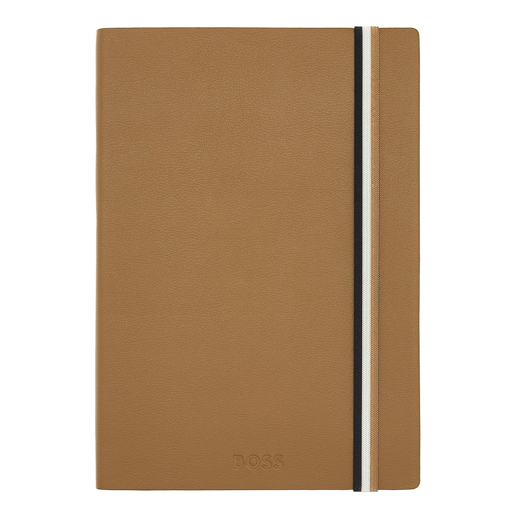 BOSS A5 notebook ICONIC camel plain with signature tricolor strap