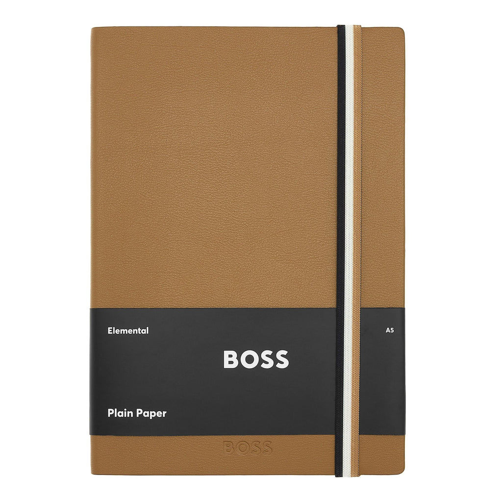 BOSS A5 notebook ICONIC camel plain with signature tricolor strap