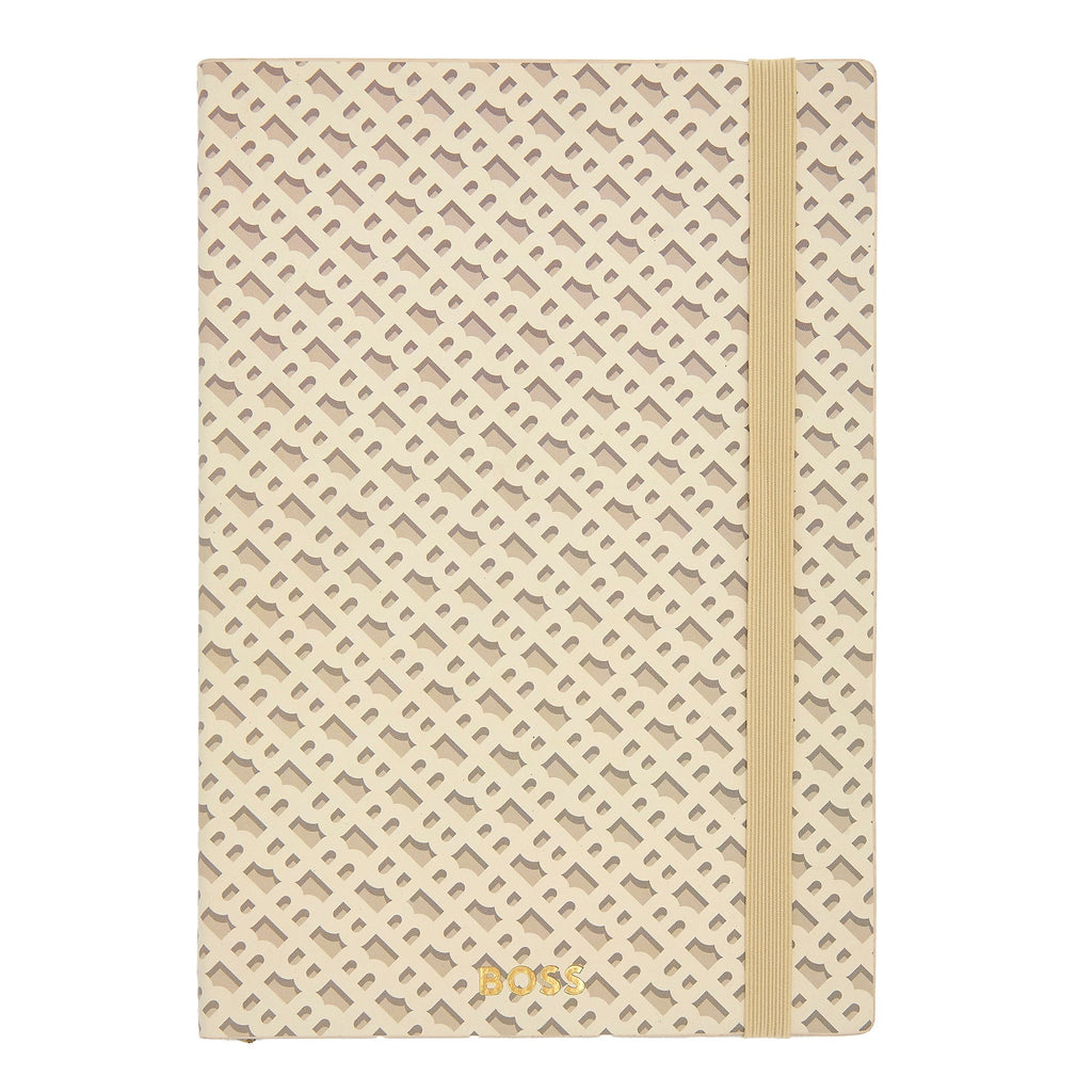 BOSS A5 Notebook Monogram cream lined in "B" repeated pattern on cover