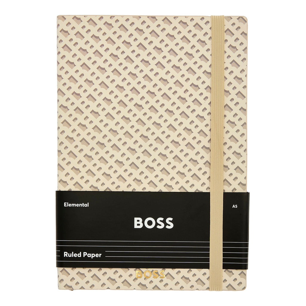 BOSS A5 Notebook Monogram cream lined in "B" repeated pattern on cover