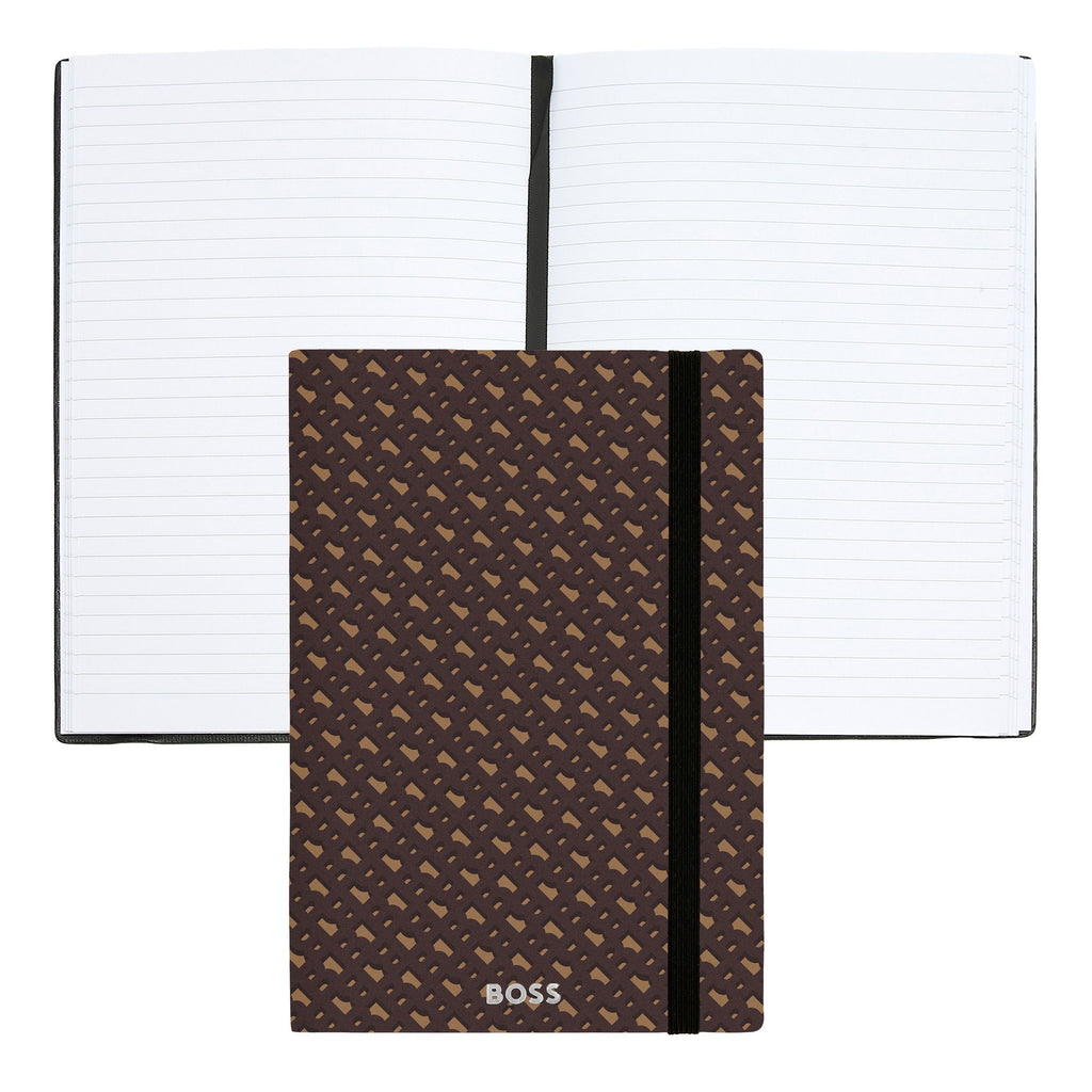 Two-tone monogram notepads BOSS A5 Notebook Monogram Camel Lined