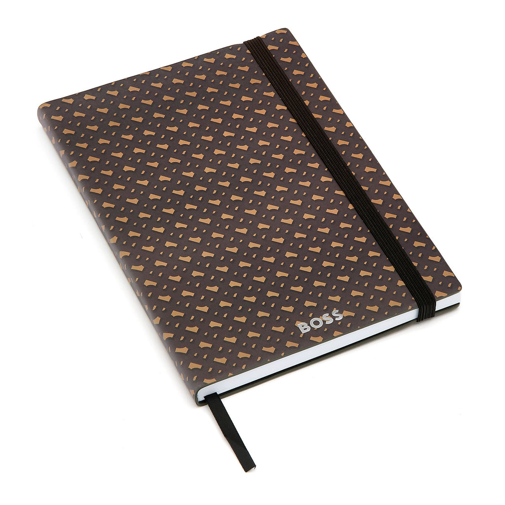 Two-tone monogram notepads BOSS A5 Notebook Monogram Camel Lined