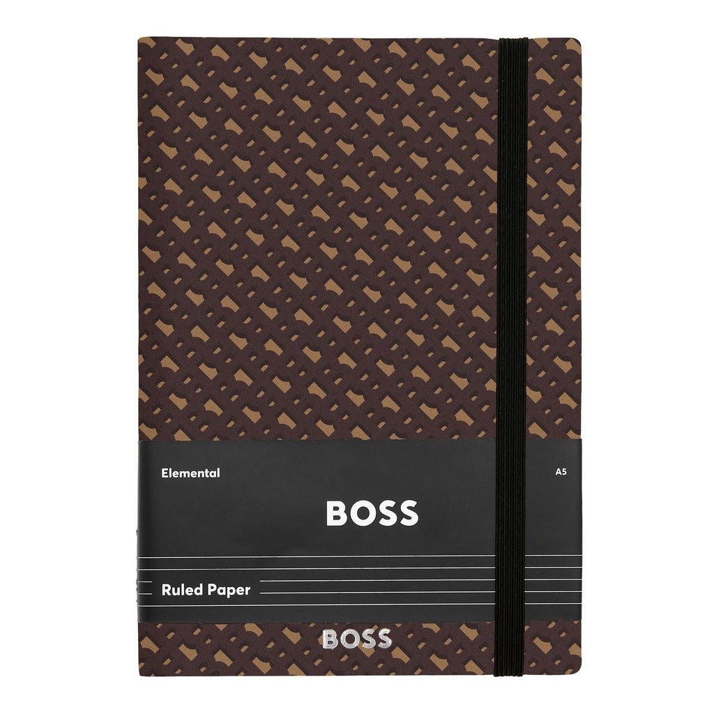 Two-tone monogram notepads BOSS A5 Notebook Monogram Camel Lined