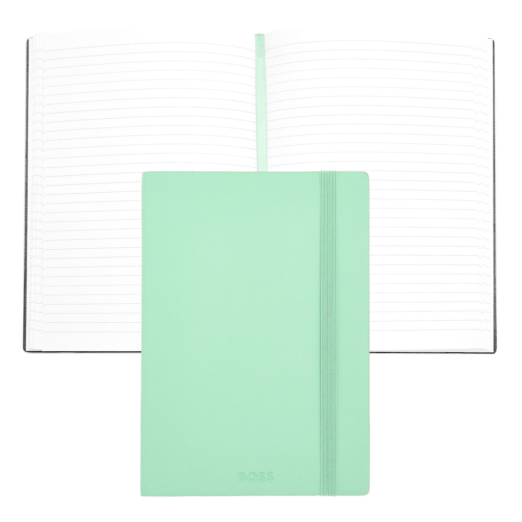 BOSS A5 Notebook Pastel Classic Light Green Lined with elastic closure