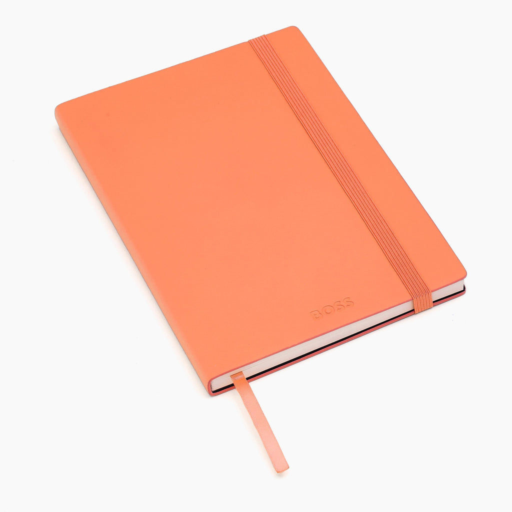 BOSS A5 Notebook Pastel Classic Light Orange Lined with embossed logo