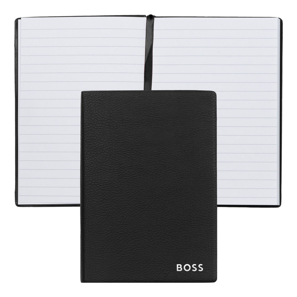 Gift for him BOSS Black Faux Leather A6 Notebook Storyline