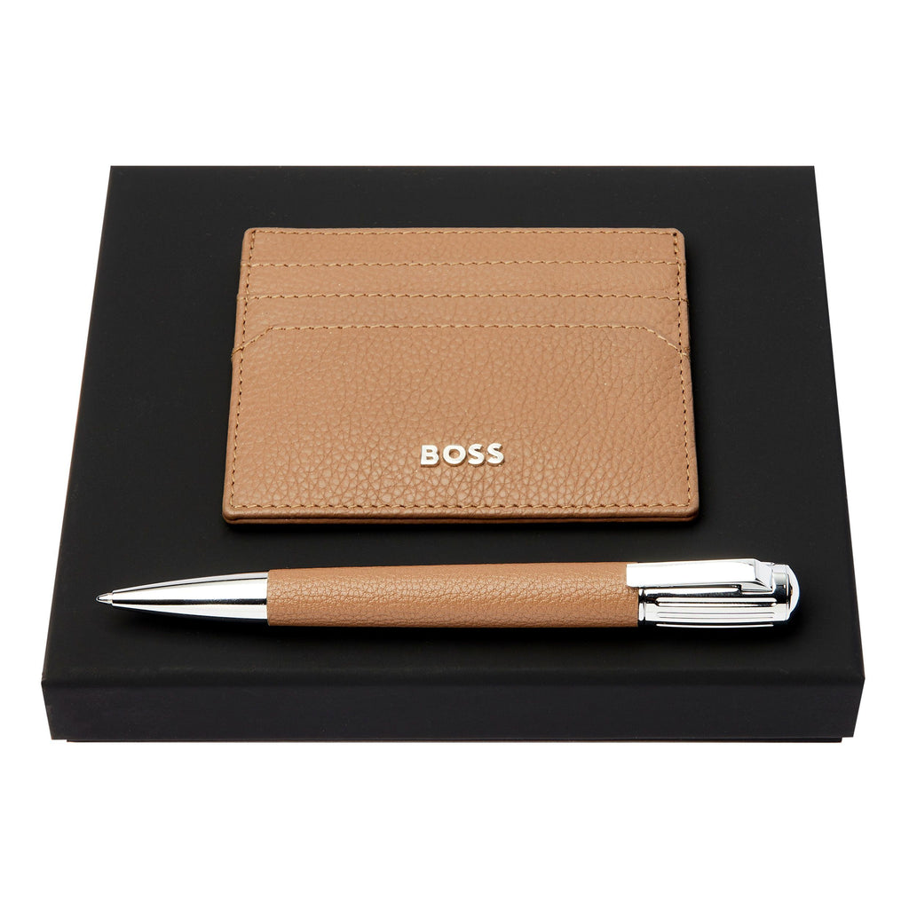  Designer gift set HUGO BOSS Trendy Camel ballpoint pen & card holder