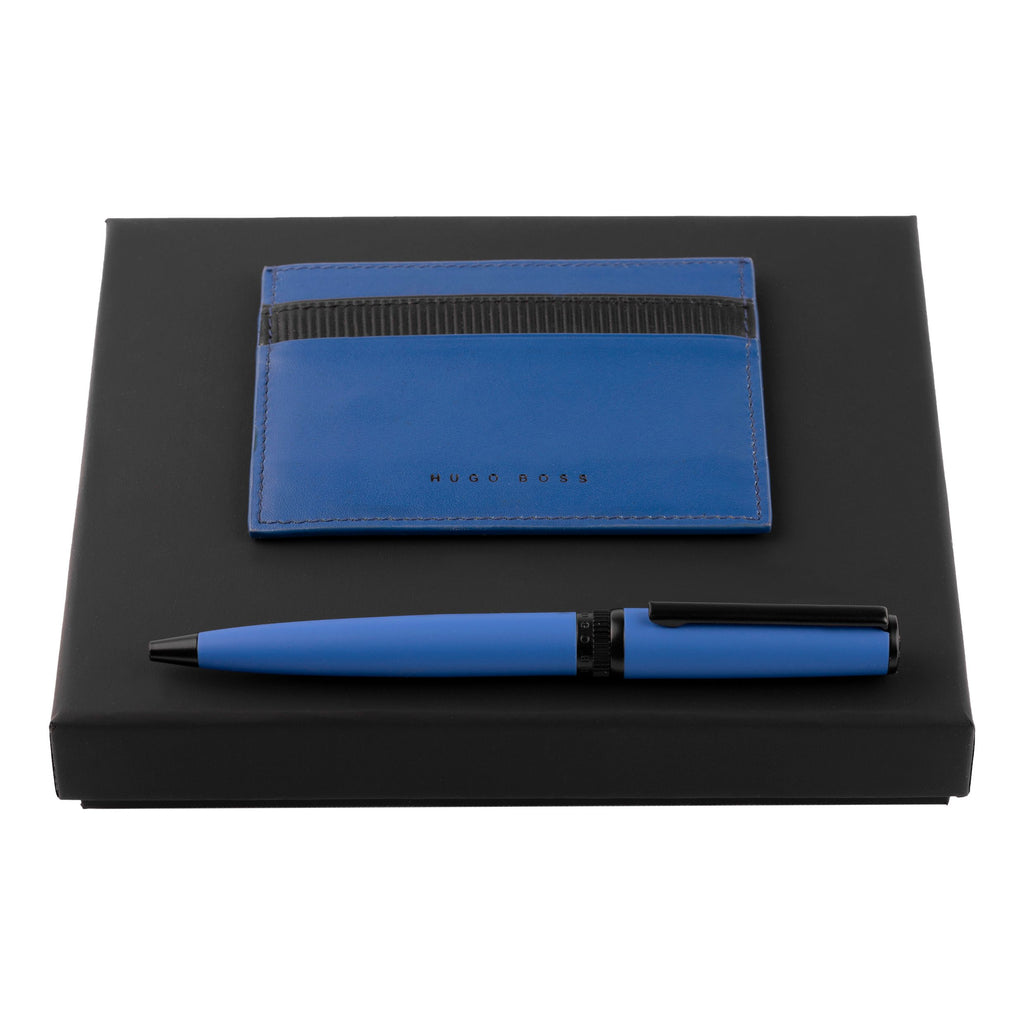 Corporate gift set HUGO BOSS Blue ballpoint pen & card holder