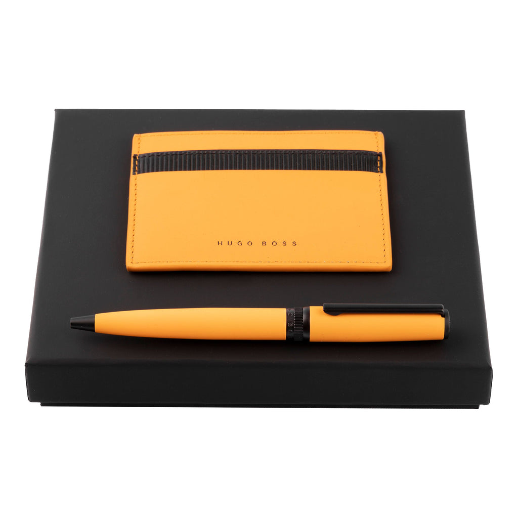  Executive gift set HUGO BOSS trendy yellow ballpoint pen & card holder