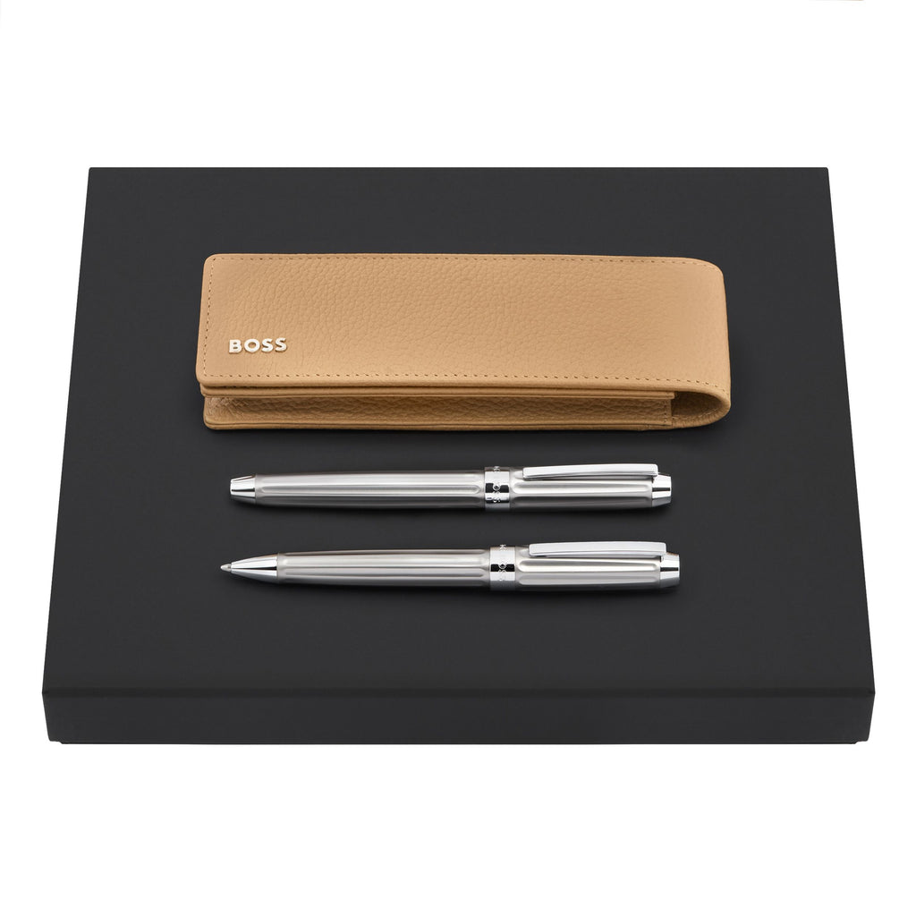 Luxury stationery set HUGO BOSS pen case, ballpoint & fountain pen