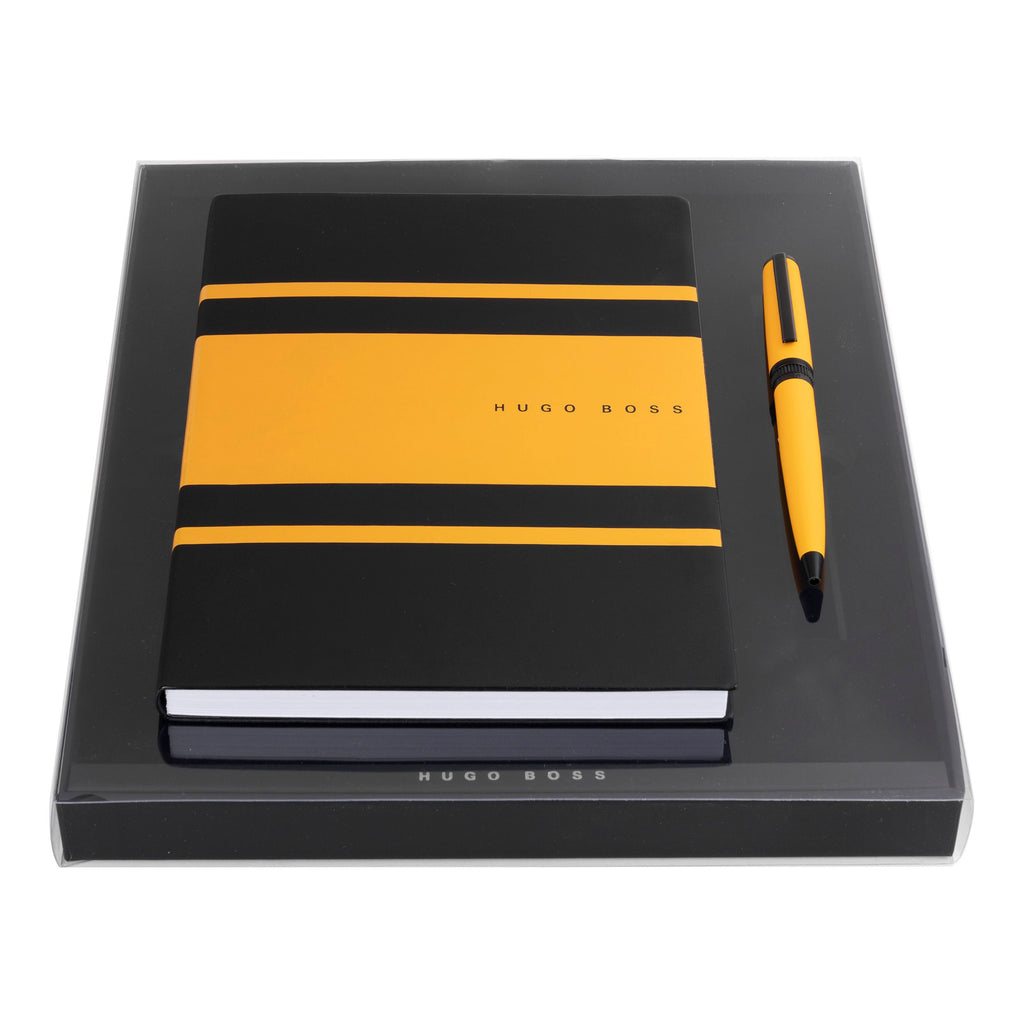 Best gift set HUGO BOSS Yellow ballpoint pen & A5 note pad Gear Matrix