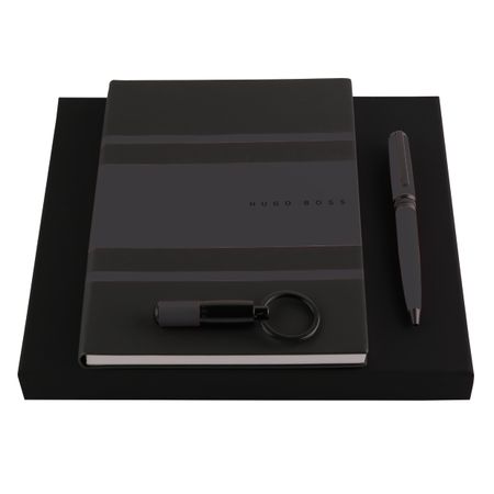 Sets Gear Matrix Hugo Boss Black ballpoint pen, A5 note pad & key ring