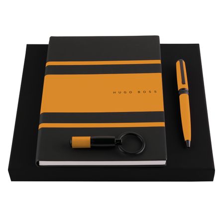 Set HUGO BOSS Yellow ballpoint pen, A5 notepad & key ring Gear Matrix 