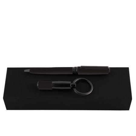 Stationery set HUGO BOSS Black ballpoint pen & key ring Gear Matrix