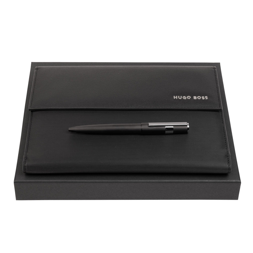  Designer gift sets HUGO BOSS fashion black ballpoint pen & A5 folder 