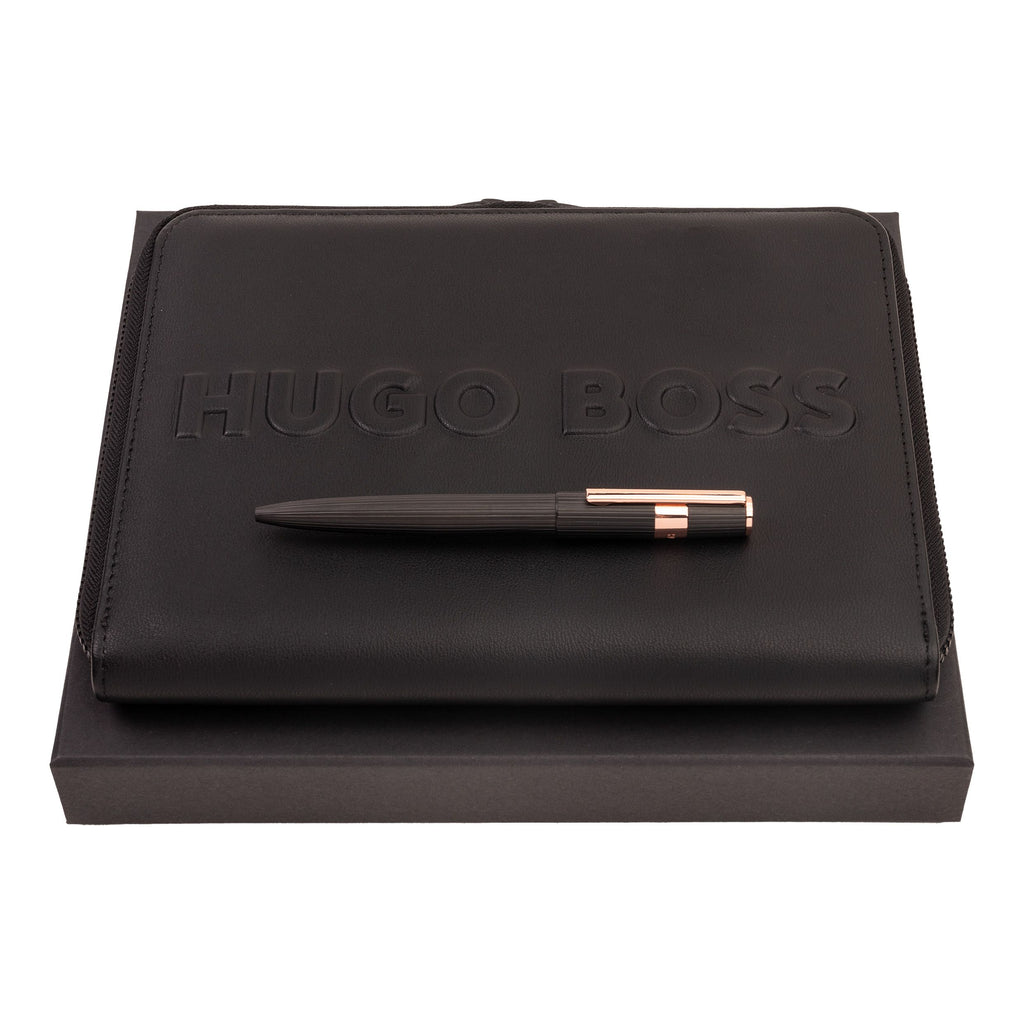  Men's gift sets HUGO BOSS black ballpoint pen & A5 conference folder 