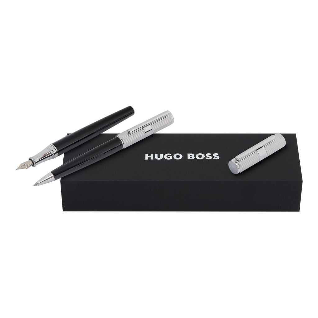 Pen set HUGO BOSS Silver ballpoint pen & fountain pen Formation Line