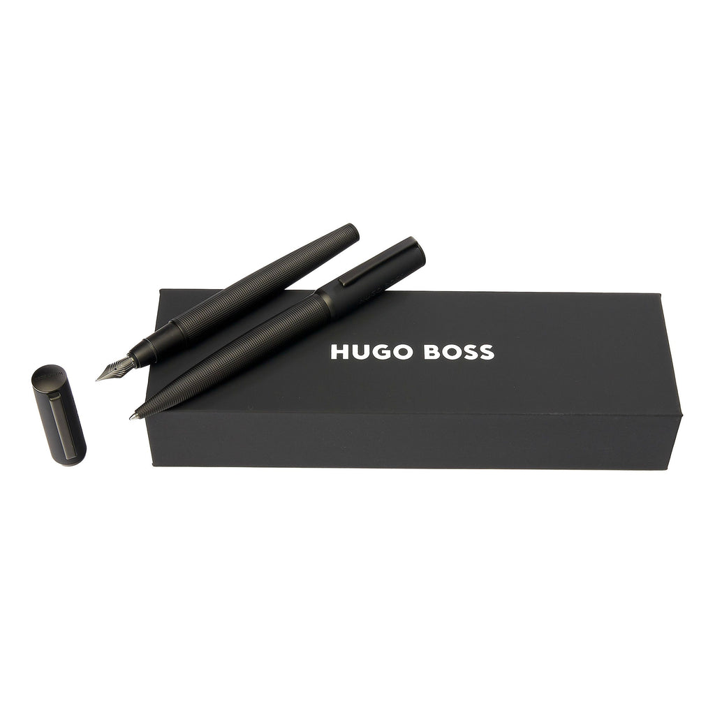 Men's pen set HUGO BOSS Iconic Black ballpoint pen & fountain pen Arche