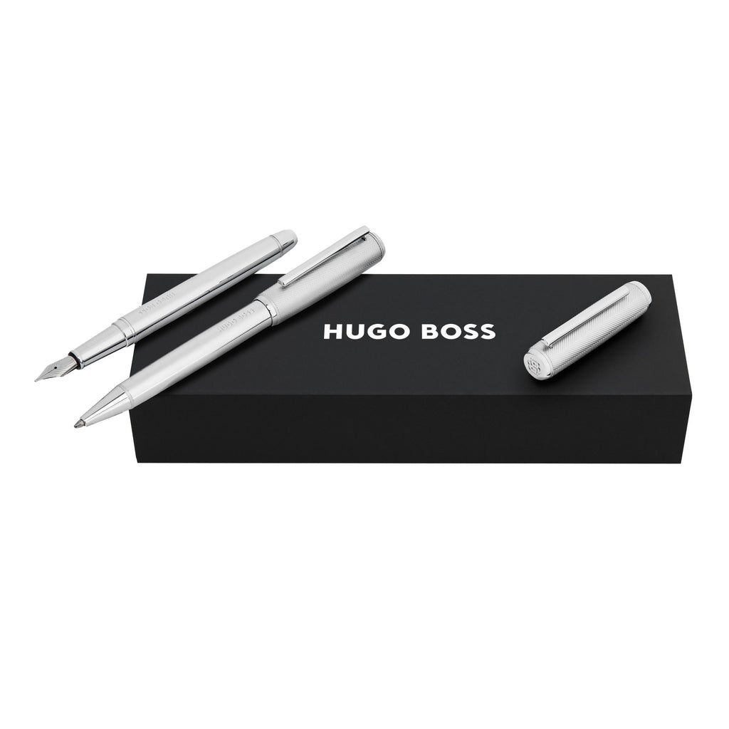 Sets with HUGO BOSS chrome-plated ballpoint pen & fountain pen Pace