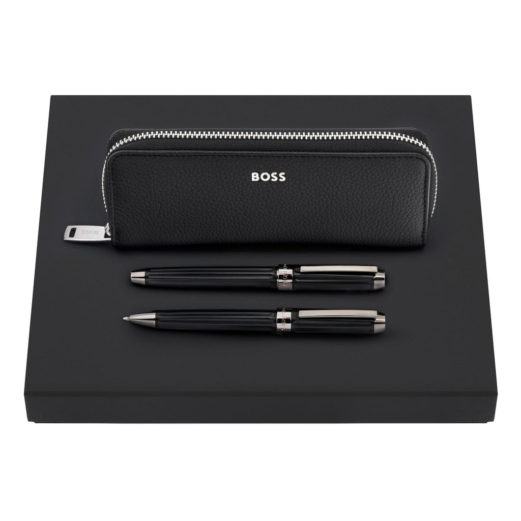 Hong Kong sets HUGO BOSS Black pen case, ballpoint & fountain pen