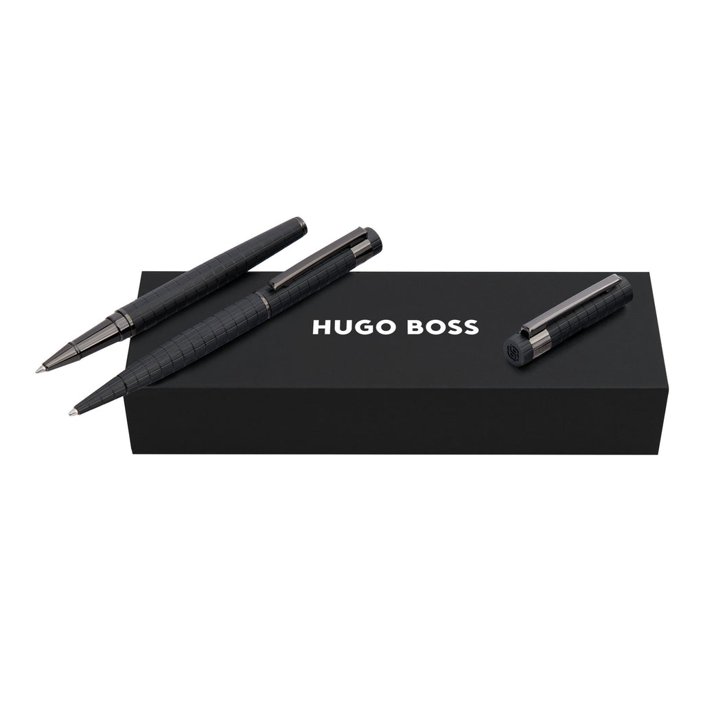 Sets with HUGO BOSS bauhaus black ballpoint pen & rollerball pen Loop