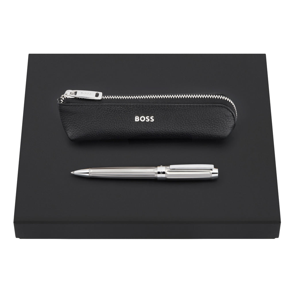 Set with the Beam chrome-plated ballpoint pen and BOSS zipped pen case