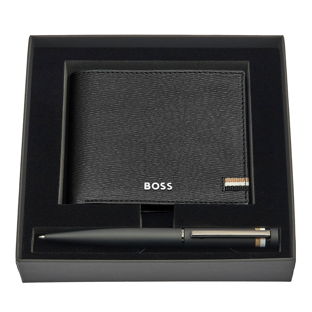 Exquisite gift set HUGO BOSS Black tricolor ballpoint pen & wallet