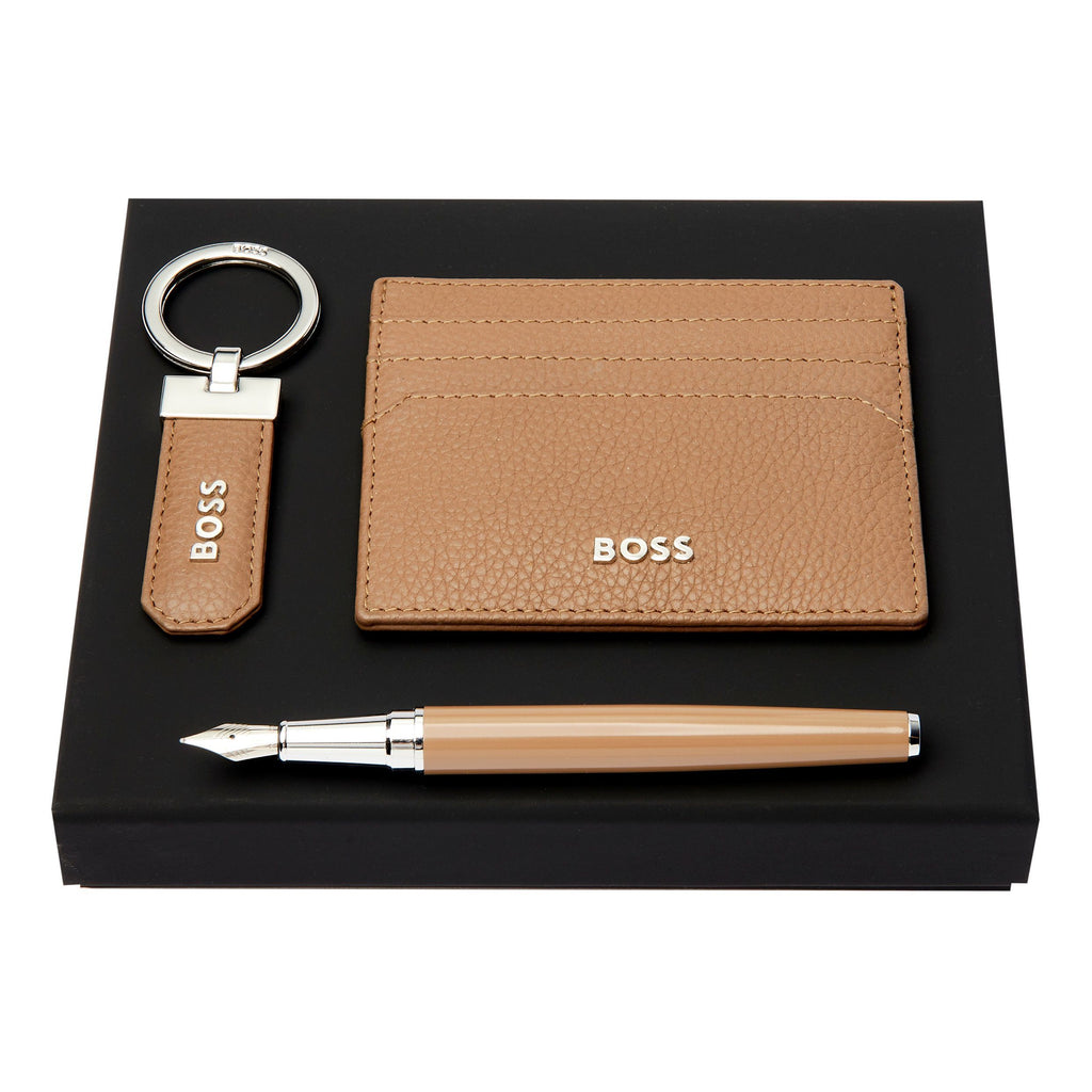 Camel gift sets for men HUGO BOSS fountain pen, key ring & card holder