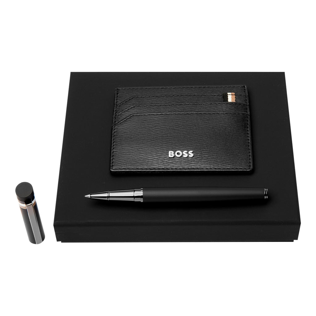 Exclusive gift set HUGO BOSS Black rollerball pen & card holder