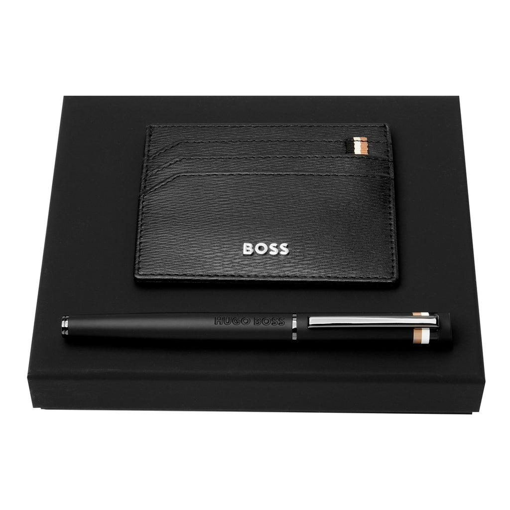 Exclusive gift set HUGO BOSS Black rollerball pen & card holder