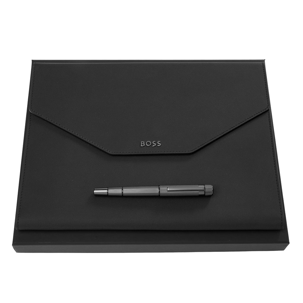 Luxury 2pc gift sets for men HUGO BOSS rollerball pen & A4 folder 