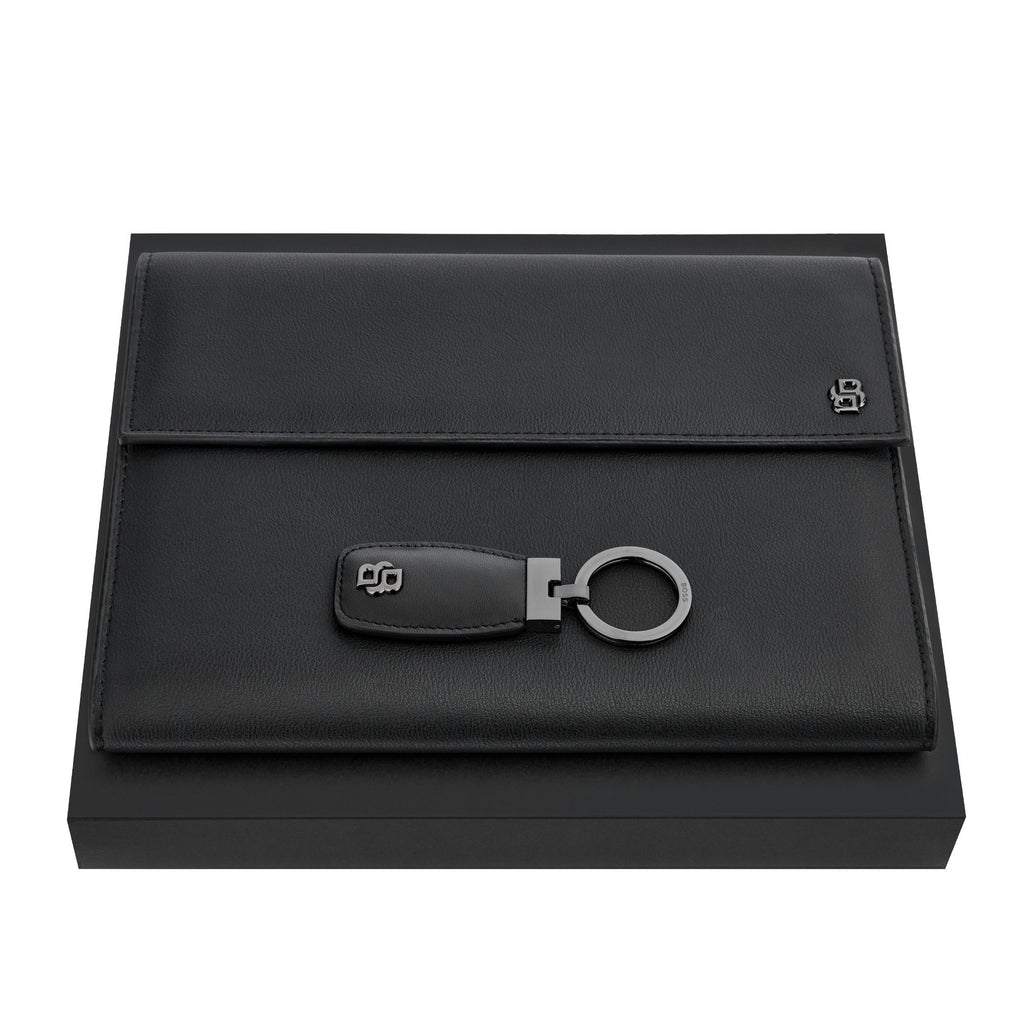 Set with BOSS black A5 folder & gun-plated key ring with Double B logo